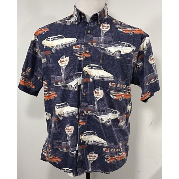 North River Outfitters Medium Short Sleeve Shirt Hot Rod Car Bowling Muscle - Picture 1 of 8